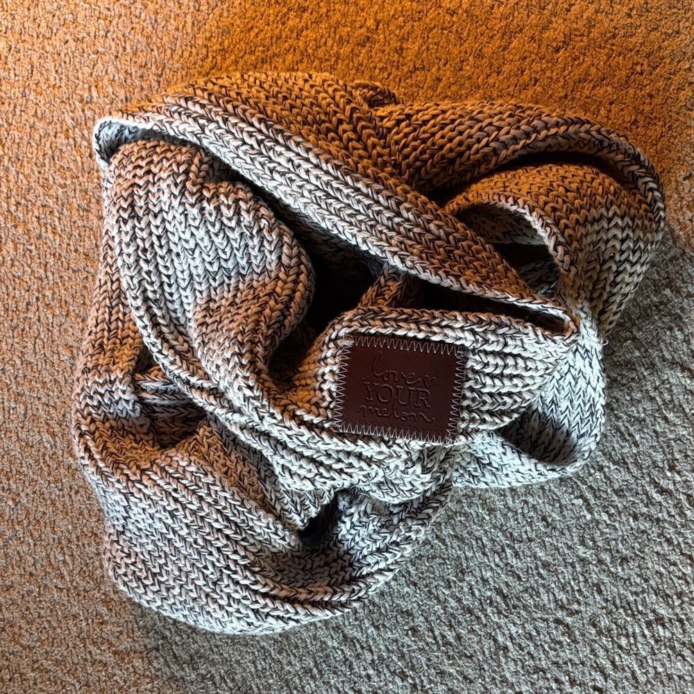 Chunky Knit Scarf with Leather Patch